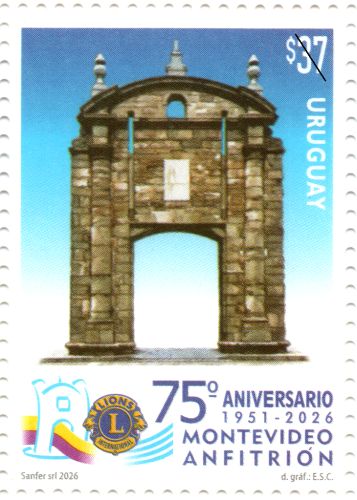 Sello 75 Aniversario del Club de Leones Montevideo Anfitrión