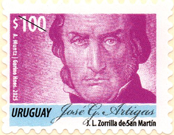 Estampa de Artigas en tonos de lila