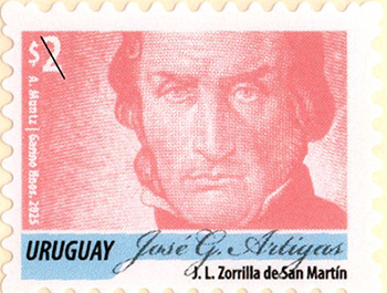 Estampa de Artigas en tono rosa viejo