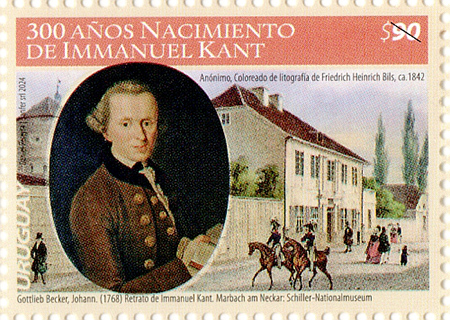 Retrato de Immanuel Kant de Johann Gottlieb Becker y coloreado de litografía de Friedrich Heinrich Bils
