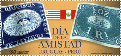 Sellos postales antiguos de Uruguay y Perú